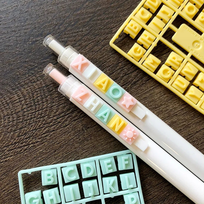 Colorful Letter GEL Pen Set Alphabet Number Color Block Building for Birthday Wish Name Gift DIY School Study Supplies