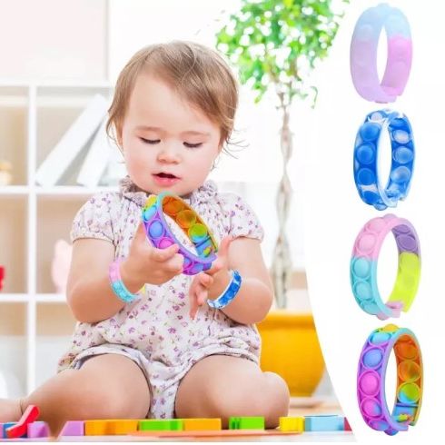 Pop Bracelet Fidget Toy Wearable Fidget Bracelets Push Poping Bubble Sensory Stress Relief Toys for Kids Adults