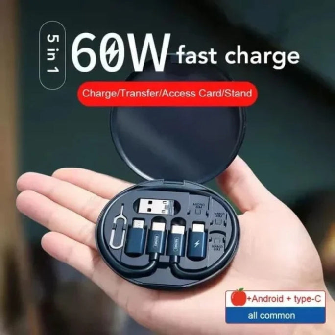 60W Fast Charging Data Cable Kit All in One USB Type C Lightning Micro USB