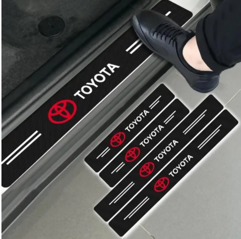 4PCS Original Carbon Fiber Car Door Sill Protector Sticker For Toyota Car Accessories Protective Door Sill Sticker Car Stickers Stickers For Car
