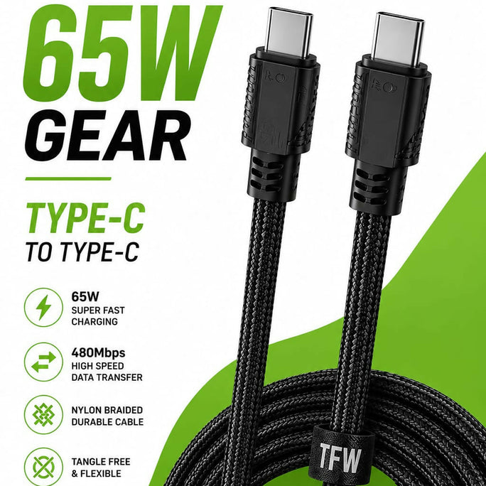 Type-C to Type-C 65W Fast Charging Braided Cable