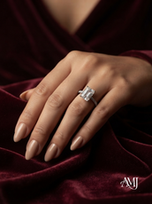 Emerald-Cut Engagement Ring with Pave Band