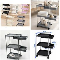 3 Layers Rolling Storage Cart with 2 Drawers