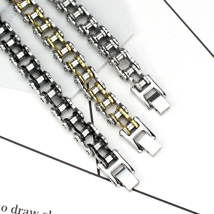 Gold Motorcycle Chain Bracelet for Men