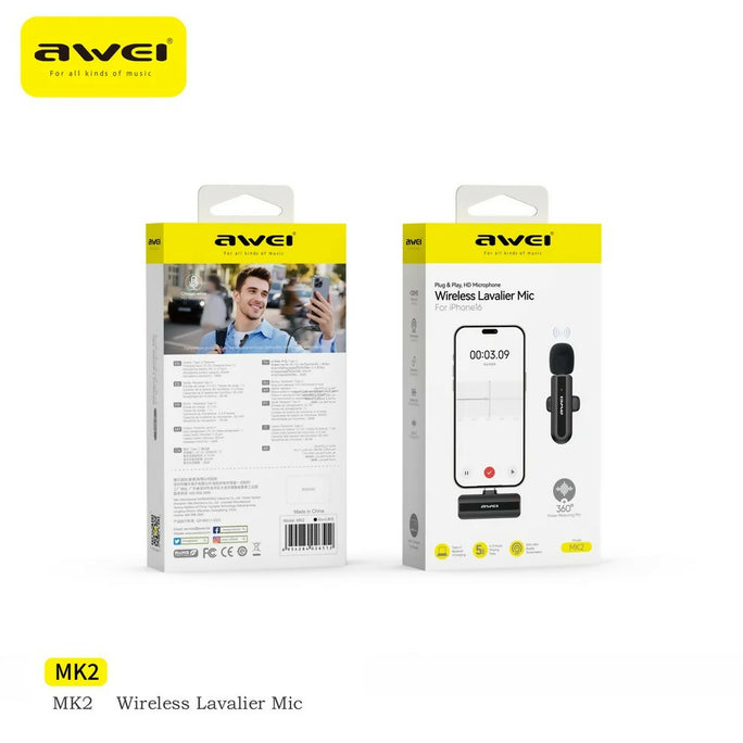 AWEI MK2 Wireless Lavalier Microphone