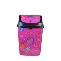 PrinceWare Dustbin Floral With Swing Lid - 13 Liters (Pack of 2)