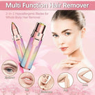 2in1 Electric Eyebrow Trimmer and Shaver Rechargeable Hair Remover for All Parts Use in Pen Flawless Hair Remover Rechargeable Painless Precision Eyebrow Trimmer and Eyebrow Razor Tool with LED Light for Face Lips Nose Chin Arm