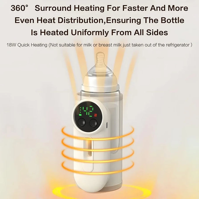 Portable Baby Bottle Warmers, Portable Bottle Warmer for Travel, Upgraded Baby Milk Warmer for Breastmilk or Formula, Bottle Warmer On The Go with Milk Volume Window, 6 Temperature Control, 8000 MAh