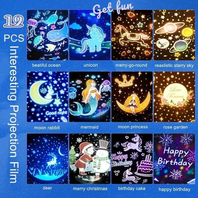 Bunny Carousel Night Light Projector, 6 Set Films Rotating LED Lamp, Star Projection Light for A Magical Nursery Atmosphere, Rotatable Rabbit Night Lamp for Kids Room Decor (Bunny Night Light)