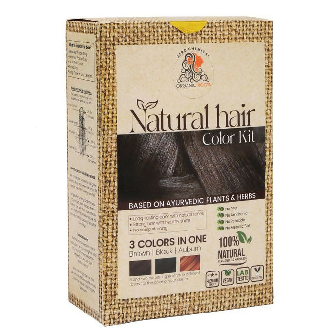 Organic Roots Natural Color Kit Combo Kit (Indigo + Henna + Accessories)