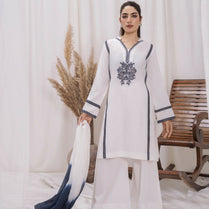 Lawn Cotton Embroidered Stitched 3-Piece Suit-Snowflake