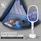 2 in 1 Rechargeable Electronic Mosquito Bat Racket Insect Killer Lamp