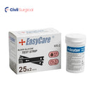 EasyCare Blood Glucose Test Strips | Pack of 25 & 50 (25x2 Twin Vials) | Compatible with EasyCare Glucometer | No Coding Required High-Accuracy Sugar Testing Strips