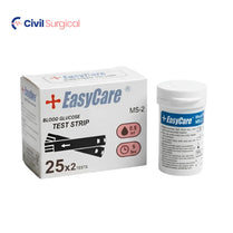 EasyCare Blood Glucose Test Strips | Pack of 25 & 50 (25x2 Twin Vials) | Compatible with EasyCare Glucometer | No Coding Required High-Accuracy Sugar Testing Strips