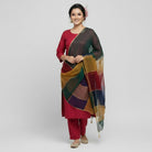 3 Pieces Unstitched Katan Silk Plain Shirt & Trouser With Organza Lining Dupatta For Womens & Girls