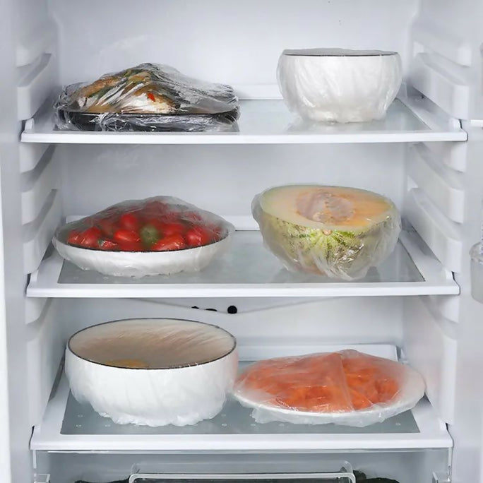 100Pcs Disposable Plastic Bag Food Cover Wrap Elastic Food Bags Lids For Fruit Bowls Cup Cap Storage Kitchen organizer Fresh Keeping Saver Bag