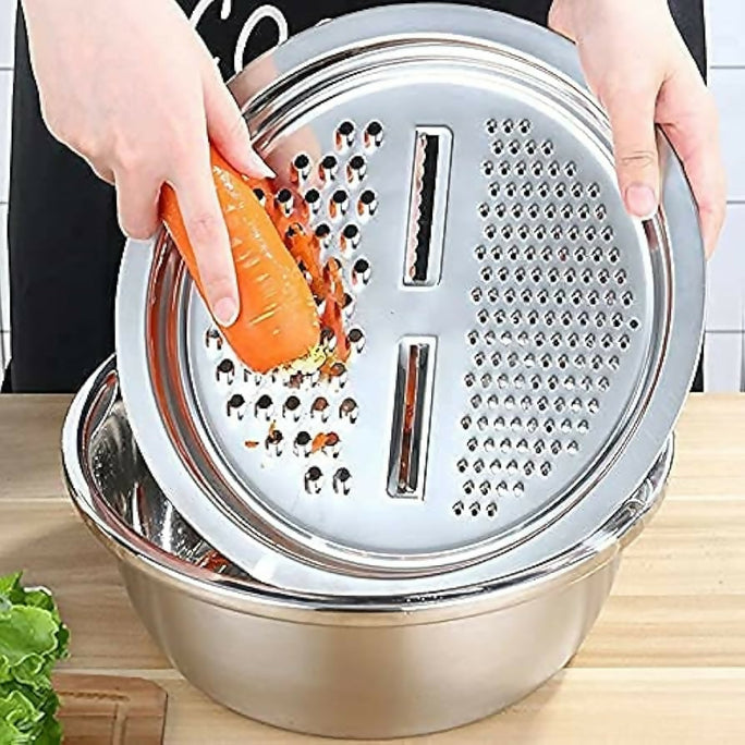 3in1 Stainless Steel Vegetable Slicer Cutter Bowl