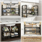Expandable Under Sink Organizer, 2 Tier Carbon Steel Storage Rack for Double Sink Cabinet