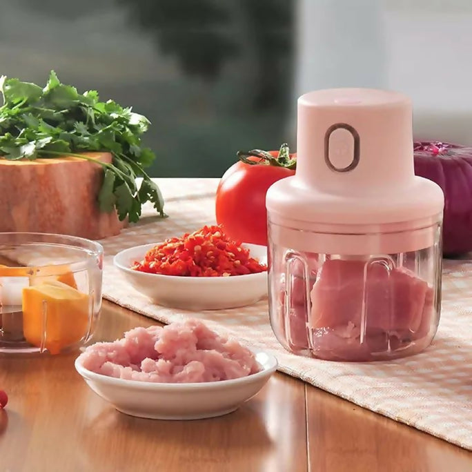 Portable Electric USB Rechargeable Fruit Vegetable Onion Garlic Cutter Mixer Blender Mincer Grinder Food Speedy Chopper Cordless