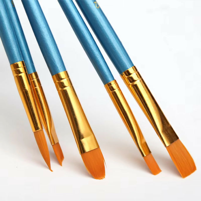 10 x Multi Shapes Artist Paint Brush Set Watercolour Acrylic Nylon Hair Oil & Poster Painting Supply