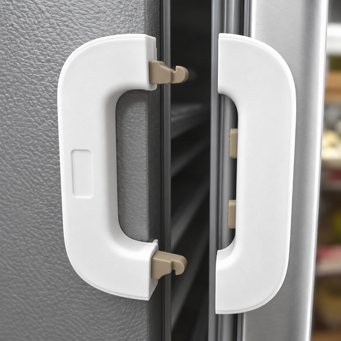 Fridge Safety Door Lock for Kids | Child Safety Refrigerator Lock | Baby Proof Cabinet & Drawer Lock | Strong Adhesive No Drill Multi-Purpose Safety Lock | Child Proof Fridge Door Lock