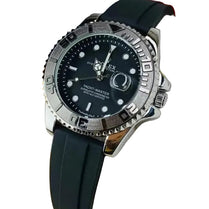 SA WATCHES Rolex Yacht-Master Style Luxury Men's Watch – Black Dial & Black Rubber Strap