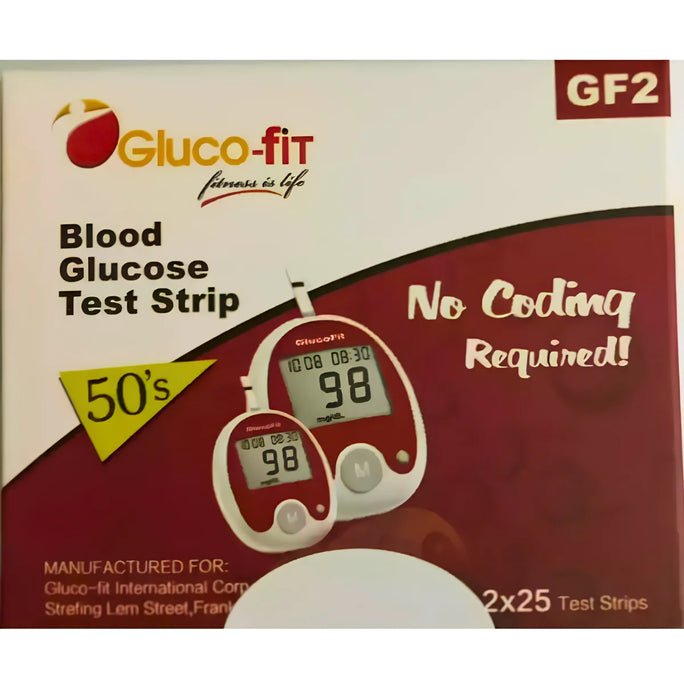 Glucofit Blood Glucose Test Strips – Pack of 50 (Twin Vials)