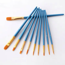 10 x Multi Shapes Artist Paint Brush Set Watercolour Acrylic Nylon Hair Oil & Poster Painting Supply