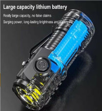 Three Eye Mini Flashlight Portable Outdoor LED Flashlights High Lumens Three Eyed Rechargeable Long Range For Outdoor