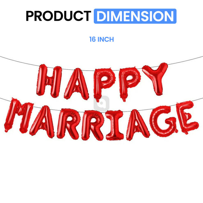 Happy Marriage Foil Letter Balloon Banner