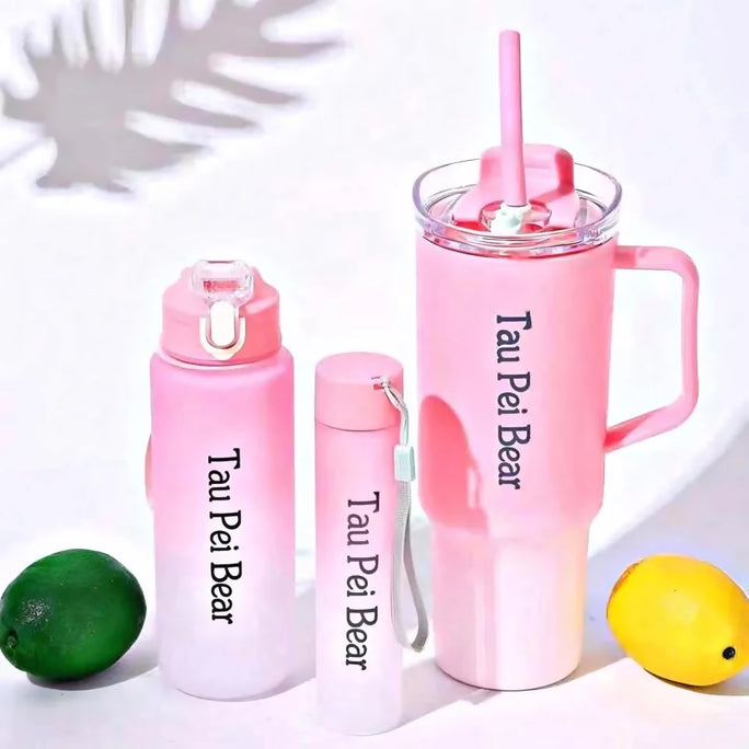 Tumbler 3pcs bottle set with straw