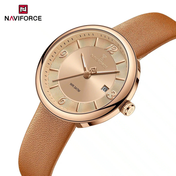 Naviforce NF 5076 Ladies Elegant Leather Watch For Women
