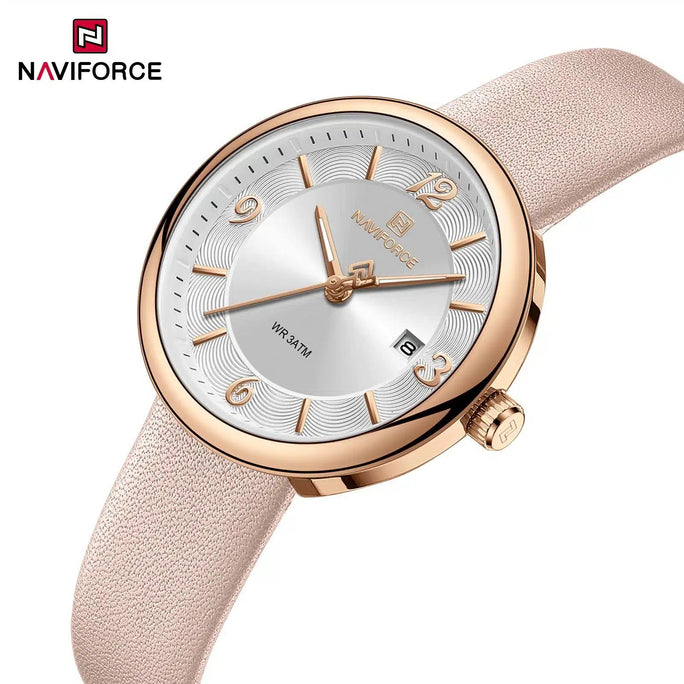 Naviforce NF 5076 Ladies Elegant Leather Watch For Women