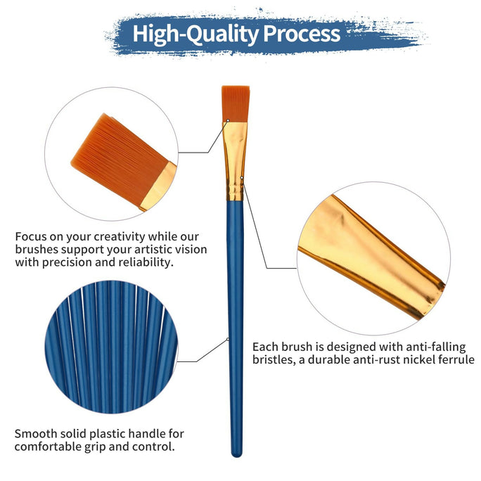 10 x Multi Shapes Artist Paint Brush Set Watercolour Acrylic Nylon Hair Oil & Poster Painting Supply