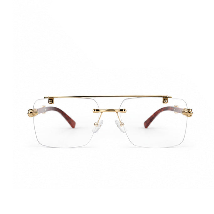 Retro Square Rimless Glasses - Tortoise Edition