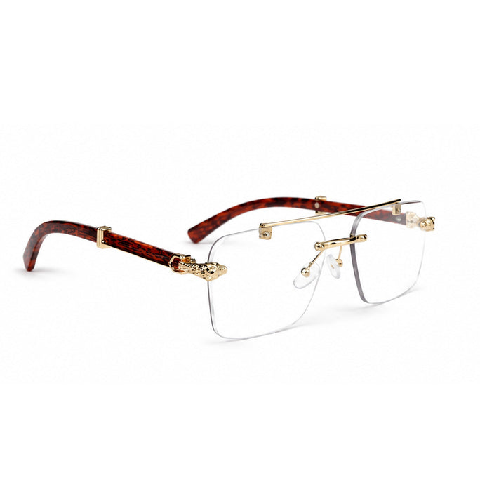 Retro Square Rimless Glasses - Tortoise Edition