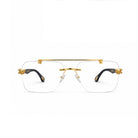 Luxury Rimless Gold Square Eyeglasses – Black Temple Edition