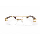 Rave Luxury Rimless Square Eyeglasses ,Gold Bar with Red Tortoise Temples