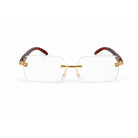 Luxury Rimless Gold Rectangle Eyeglasses – Red Tortoise Temples