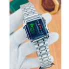 Silver Chain Black Dial Dual Display Men's Watch | Analog + Digital LED | Stainless Steel