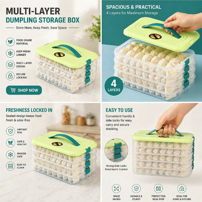 Dumpling Vault – Multi-Layer Storage Box with Cover