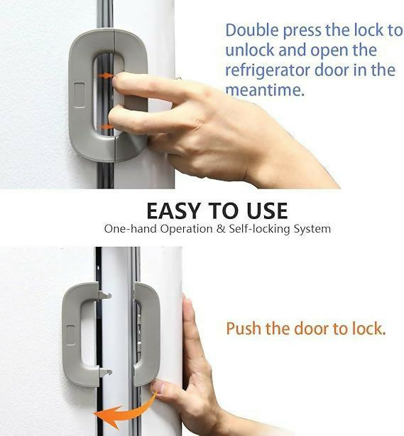 Child Safety Refrigerator Lock | Self-Adhesive Double Button Childproof Freezer & Fridge Lock for Kids