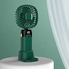 Foldable USB Neck Hanging Fan 5 Speed USB Fan Led Display Screen Rechargeable With Phone Stand