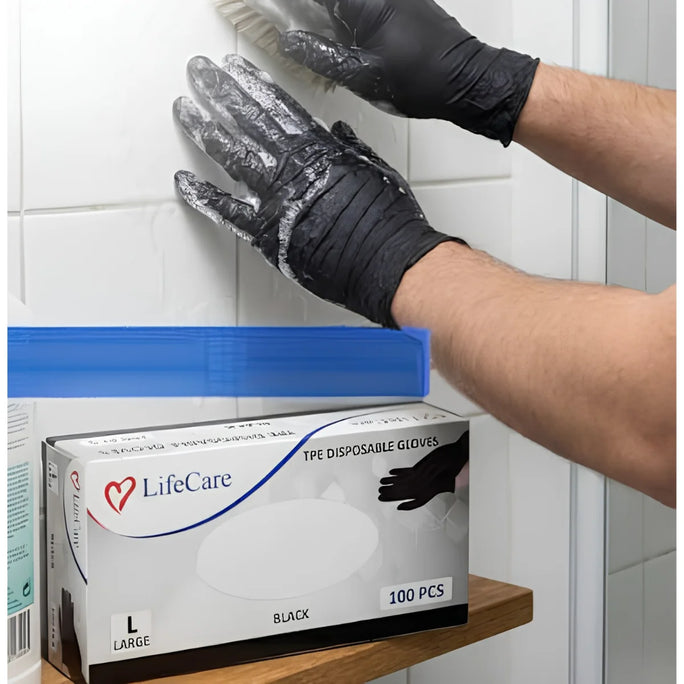 Life Care Black Examination Gloves – 100 Pieces Box