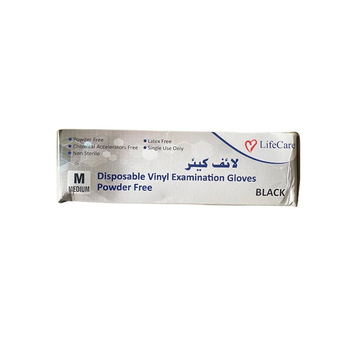 Life Care Black Examination Gloves – 100 Pieces Box