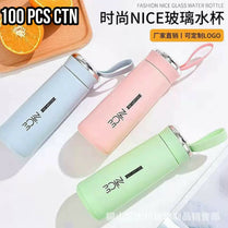 100PCs Nice Bottle Glass Water Bottles Natural BPA Free Eco Friendly Reusable Refillable Water Glass Water Bottles Wide Mouth Liquid Storage Leak Proof Caps Perfect For Travel and Storing Beverages Juice Smoothies Tea 450ml Multicolor