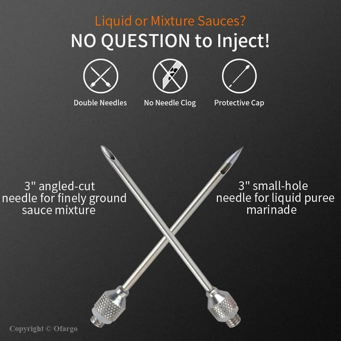 Meat Injector Syringe - for BBQ Grill Premium Portable Turkey Injector kit for Smoker Marinades Injectors for Meats