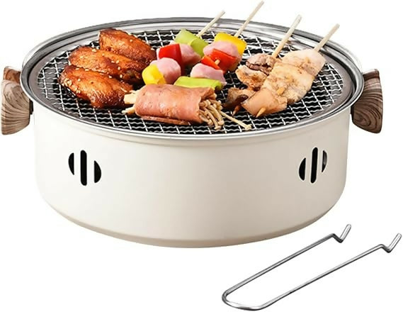 Charcoal Barbecue Grill Portable Camping Grill Stove Tabletop Smoker