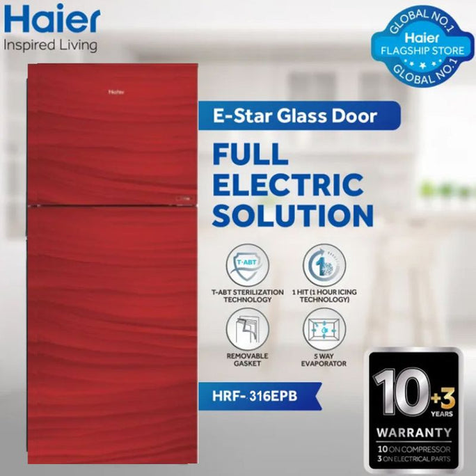 Haier HRF-316 EPB / EPC / EPG / EPR E-Star 11 Cubic Feet Double Door Refrigerator With Official Warranty