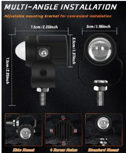 1 PC Mini Driving Fog Lights for Motorcycles, Cars, Jeeps White/Yellow/Flasher Spot Light LED Bike Light, Night Vision Projector Lense, Mini Turtle Lights, Fog Light Mini